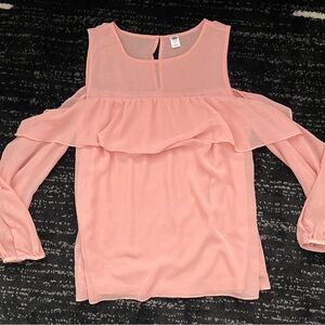 Old Navy - Pink Ruffled Cut-Out Blouse - Size M